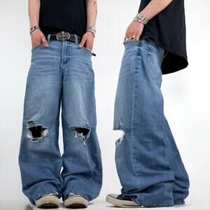 Vintage y2k rare distressed baggy wide leg faded grunge skater jeans
